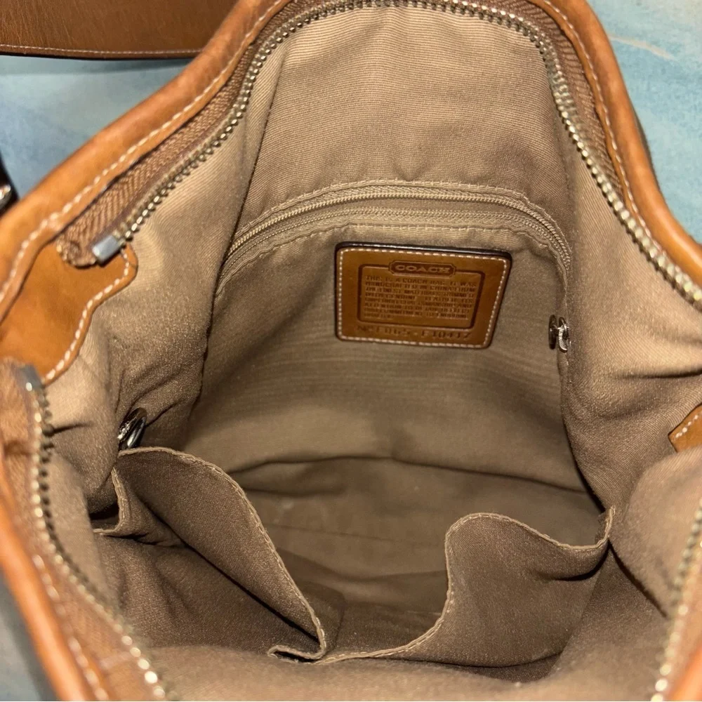 Coach Signature C Handbag with Caramel Brown Leather Strap & Bottom F10417